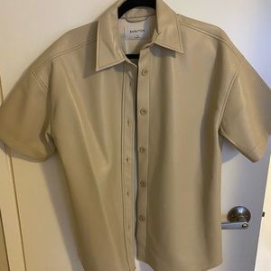 Aritzia Leather Shirt Jacket